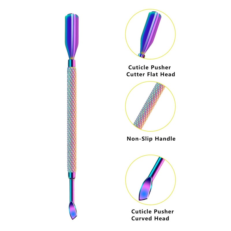 DecuT Cuticle Remover Trimmer Pusher Nippers - Cuticle Remover Professional Durable Toe Pedicure Nail Manicure Tools Set, Stainless Steel Cuticle Nipper Cutter Clipper (Colored Pusher) - Image 4
